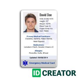 Vertical Medical Information Badge from IDCreator