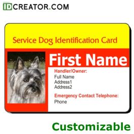 Service Animal Id Card Template
