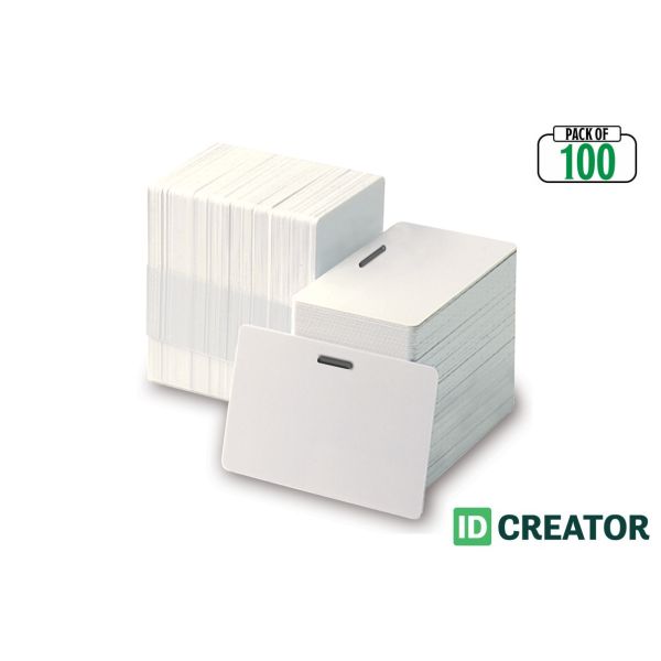 100 x White 30 Mil Slot Punched ID Cards