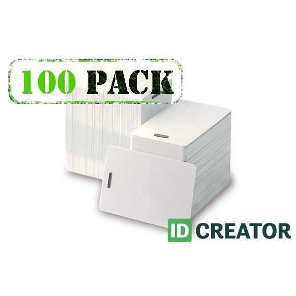 100 Vertical Slot Punched ID Cards from IDCreator.com