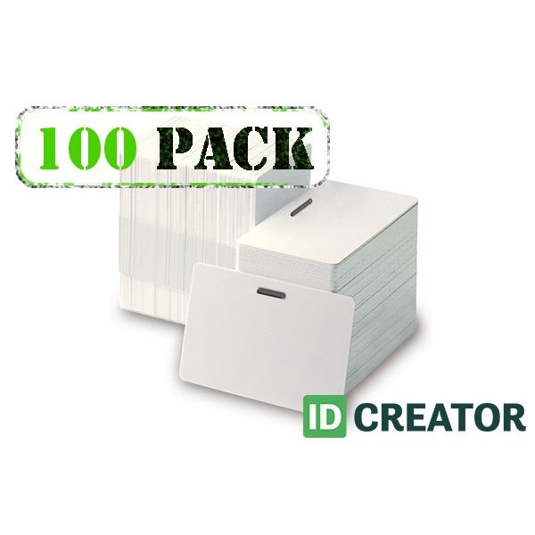 100 Horizontal Slot Punched ID Cards from IDCreator.com