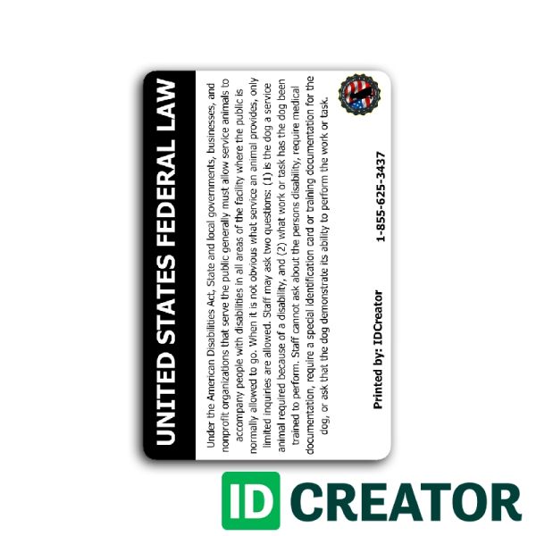Official ID Card for Service Dogs Same Day Shipping! - Main Image