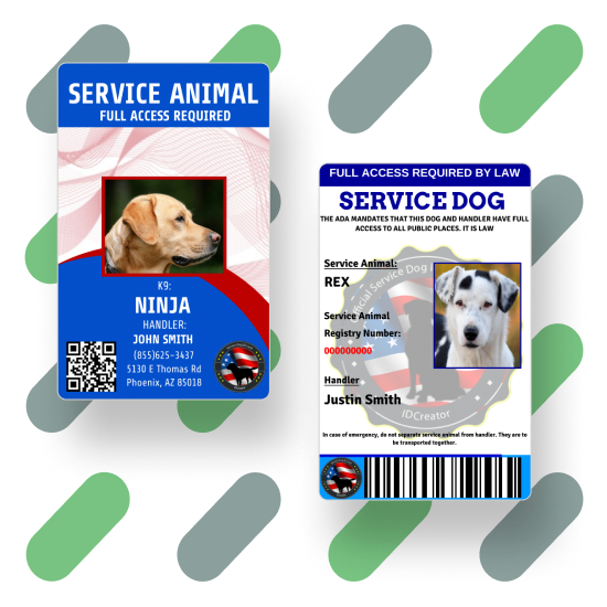 Service Animal Dog Id Card Template Design